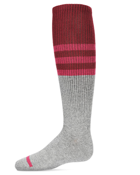 Girls' Two-Tone Stripe Knee-High Socks : Color: Med Gray Heather