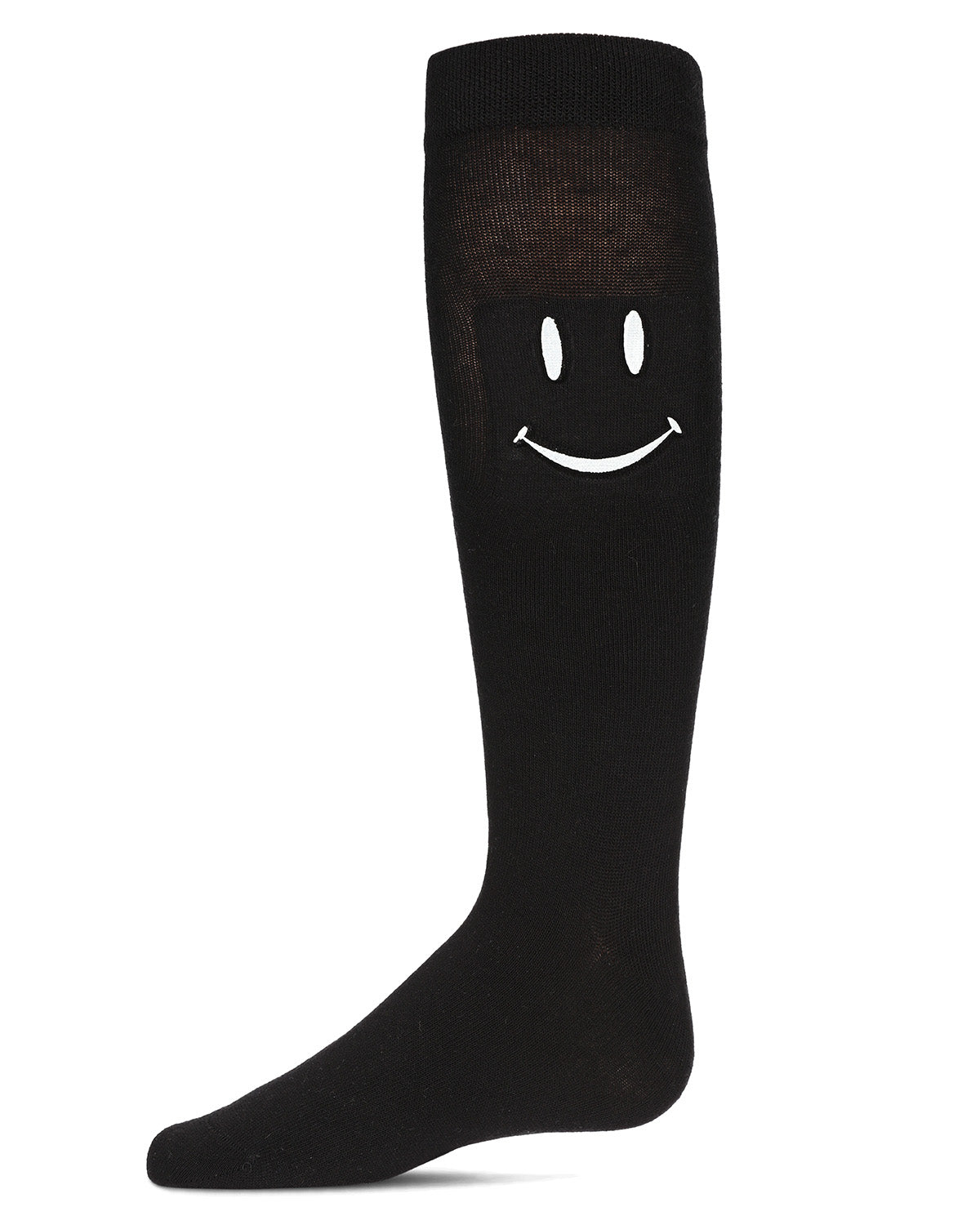 Girls' Smiley Embossed Knee-High Socks : Color: Black