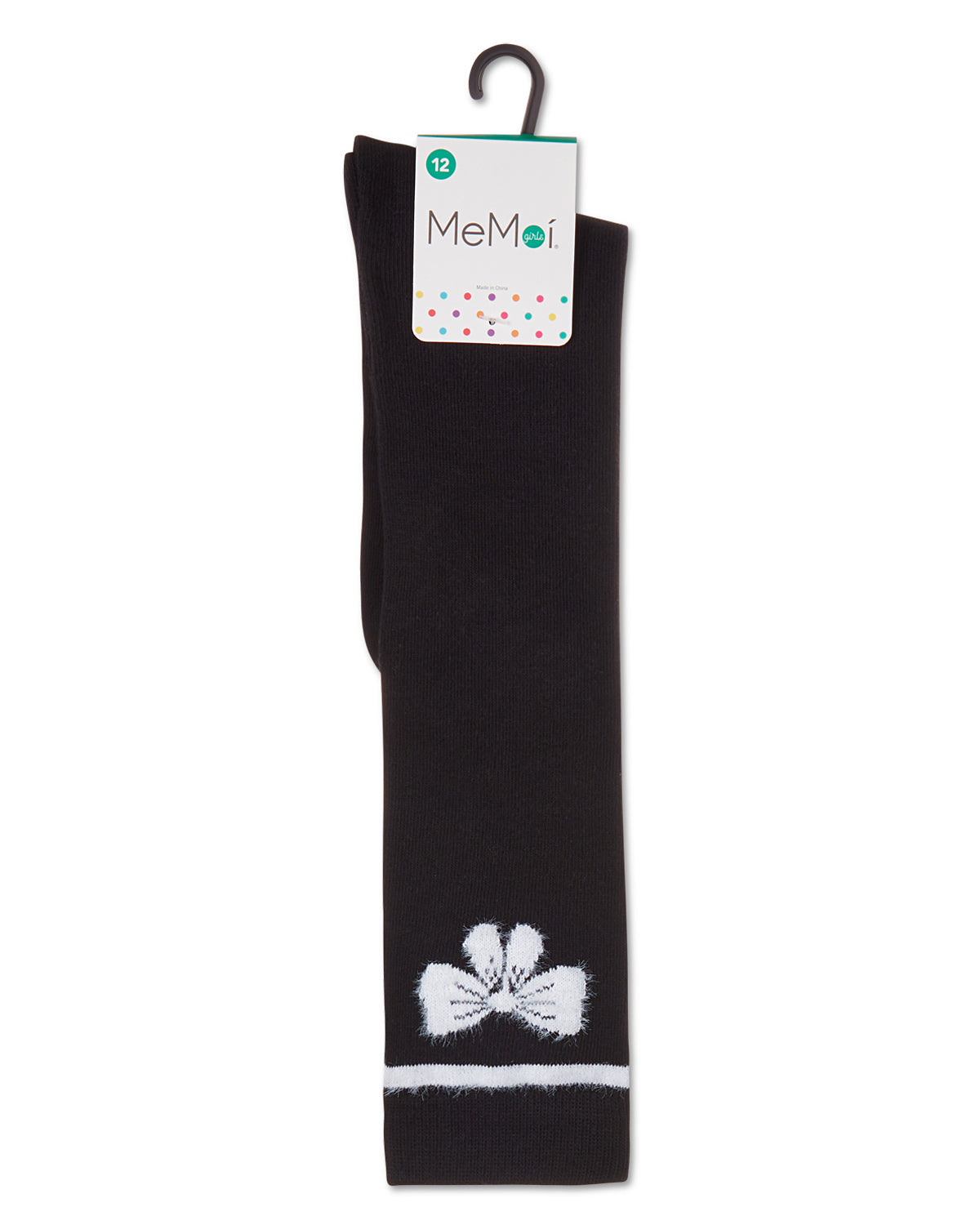 Girls' Fuzzy Bow Knee High Socks : Color: Black