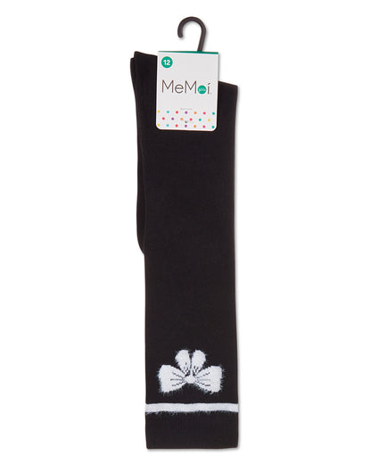 Girls' Fuzzy Bow Knee High Socks : Color: Black