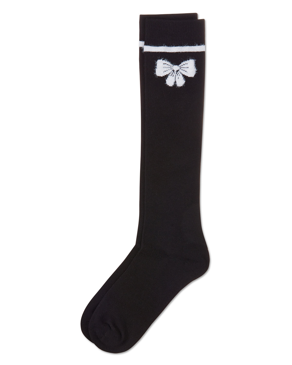 Girls' Fuzzy Bow Knee High Socks : Color: Black