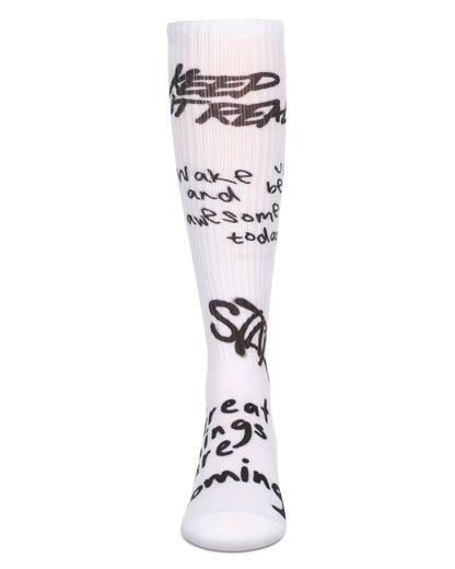 Girls' Graffiti Knee High Socks : Color: White