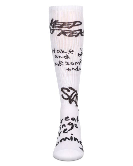 Girls' Graffiti Knee High Socks : Color: White