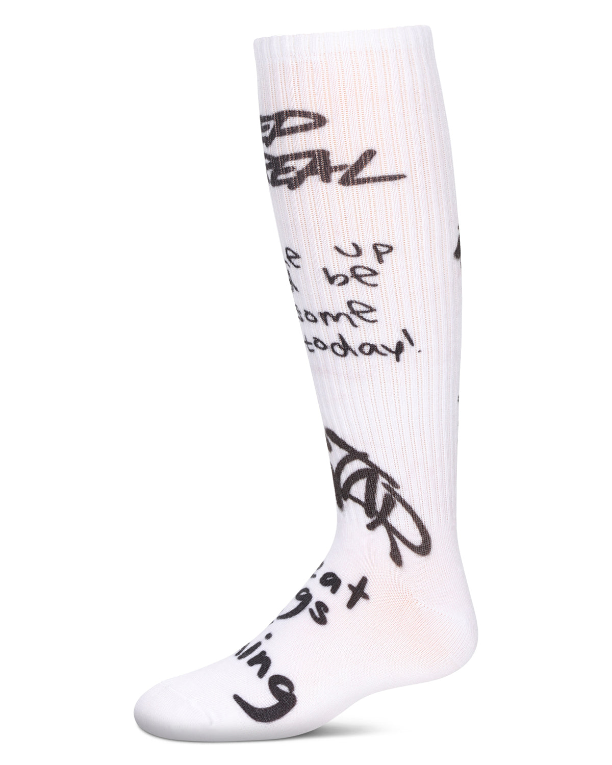 Girls' Graffiti Knee High Socks : Color: White