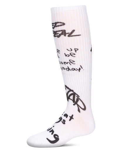 Girls' Graffiti Knee High Socks : Color: White