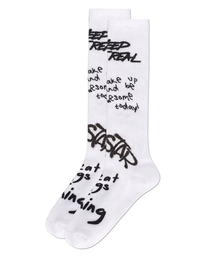 Girls' Graffiti Knee High Socks : Color: White