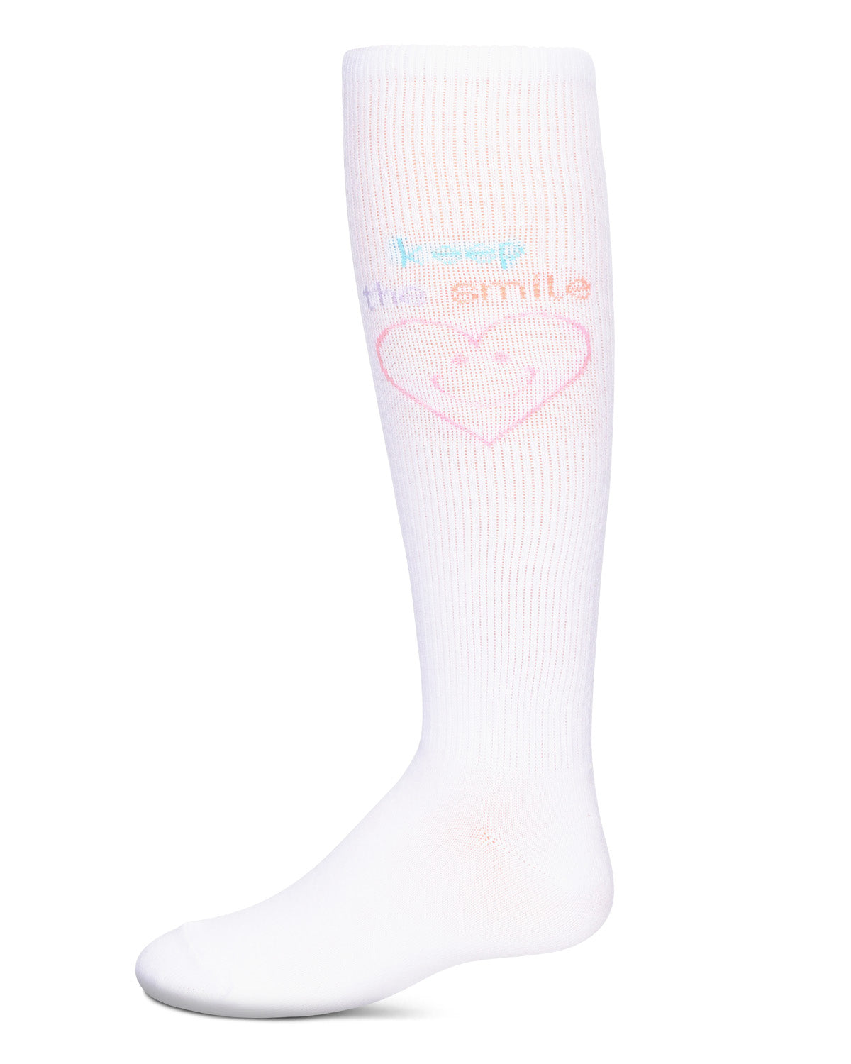 Girls' Keep The Smile Knee High Socks : Color: White