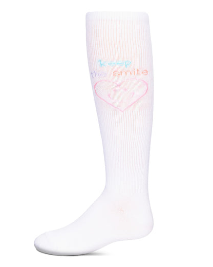 Girls' Keep The Smile Knee High Socks : Color: White