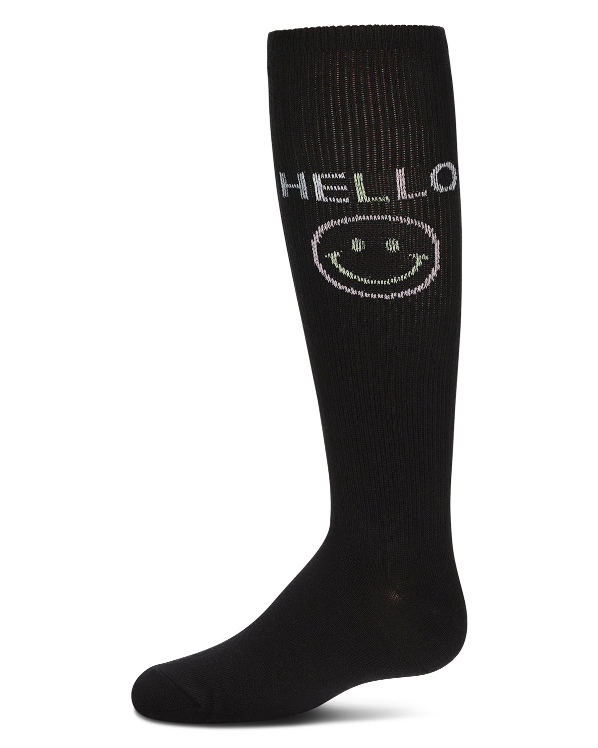 Girls' HELLO Knee High Socks : Color: Black