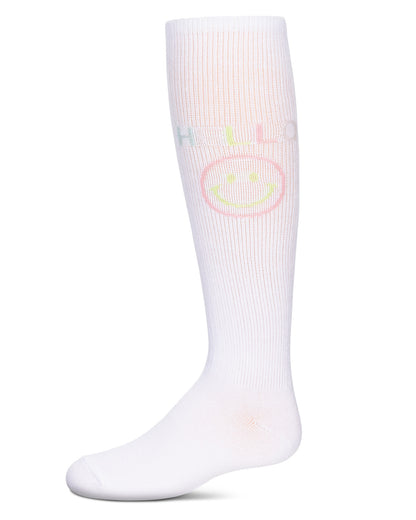 Girls' HELLO Knee High Socks : Color: White