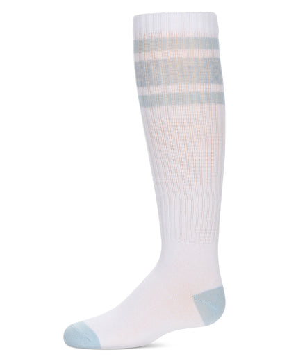 Girls' Neon Stripe Knee High Socks : Color: White-Neon Blue