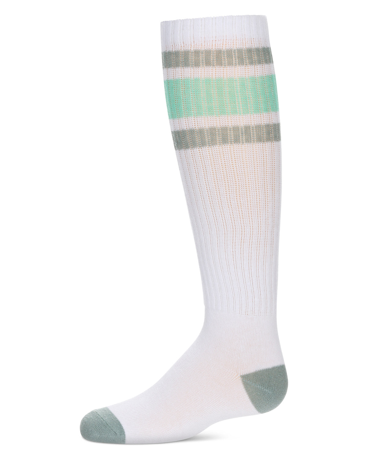 Girls' Neon Stripe Knee High Socks : Color: White-Neon Green