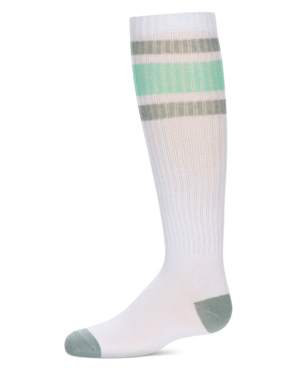 Girls' Neon Stripe Knee High Socks : Color: White-Neon Green