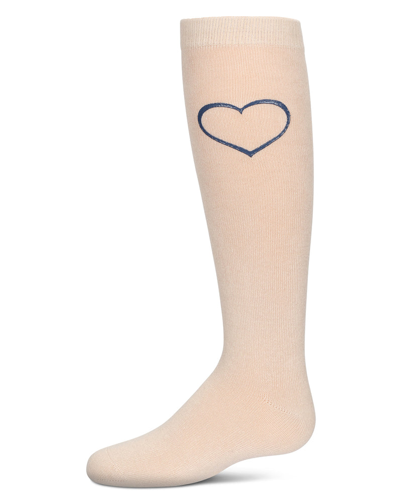 Girls' Puff Paint Heart Knee High Socks