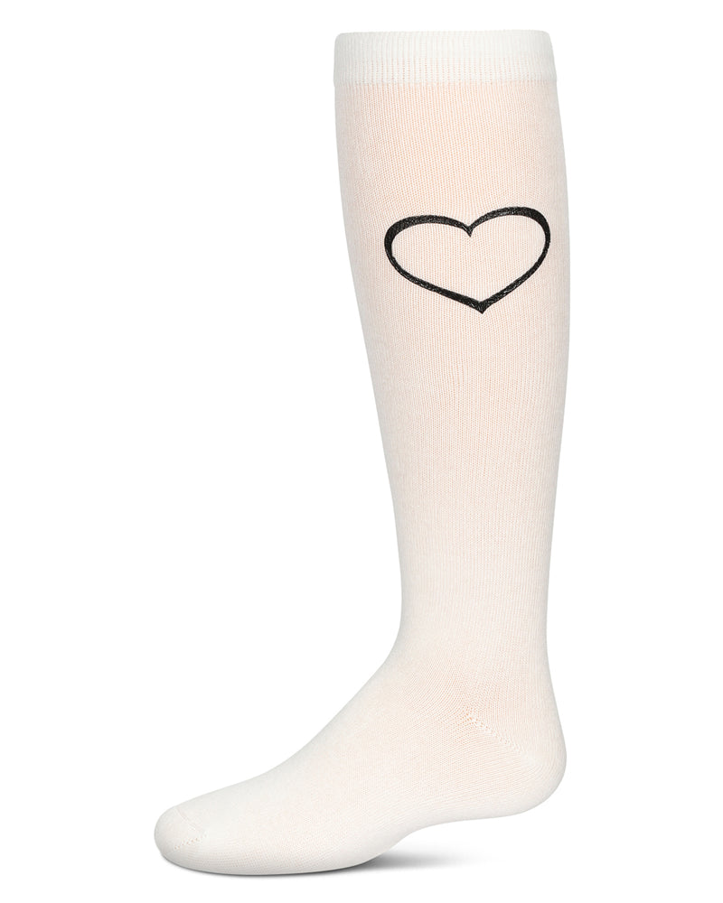 Girls' Puff Paint Heart Knee High Socks