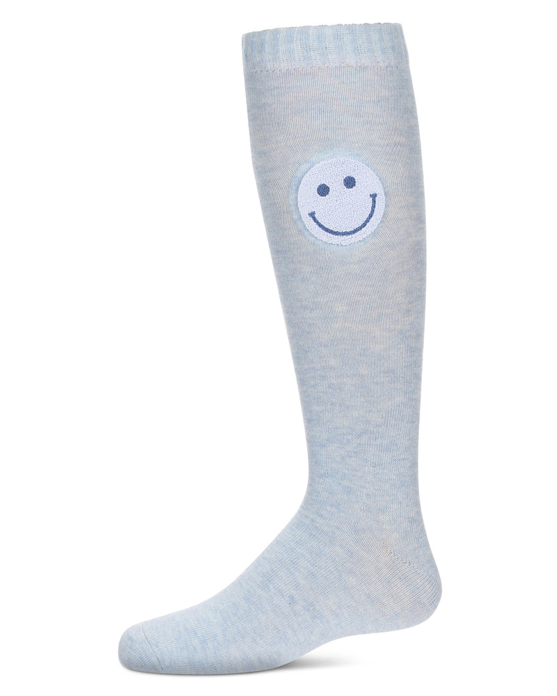 Girls' Fuzzy Smiley Face Knee High Socks