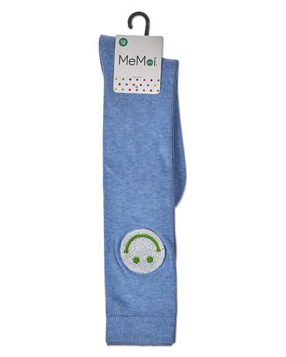Girls' Fuzzy Smiley Face Knee High Socks : Color: Green