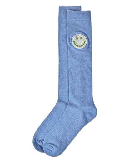 Girls' Fuzzy Smiley Face Knee High Socks : Color: Green