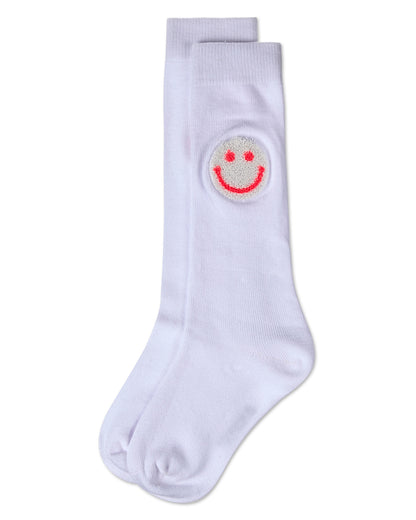 Girls' Fuzzy Smiley Face Knee High Socks : Color: Pink