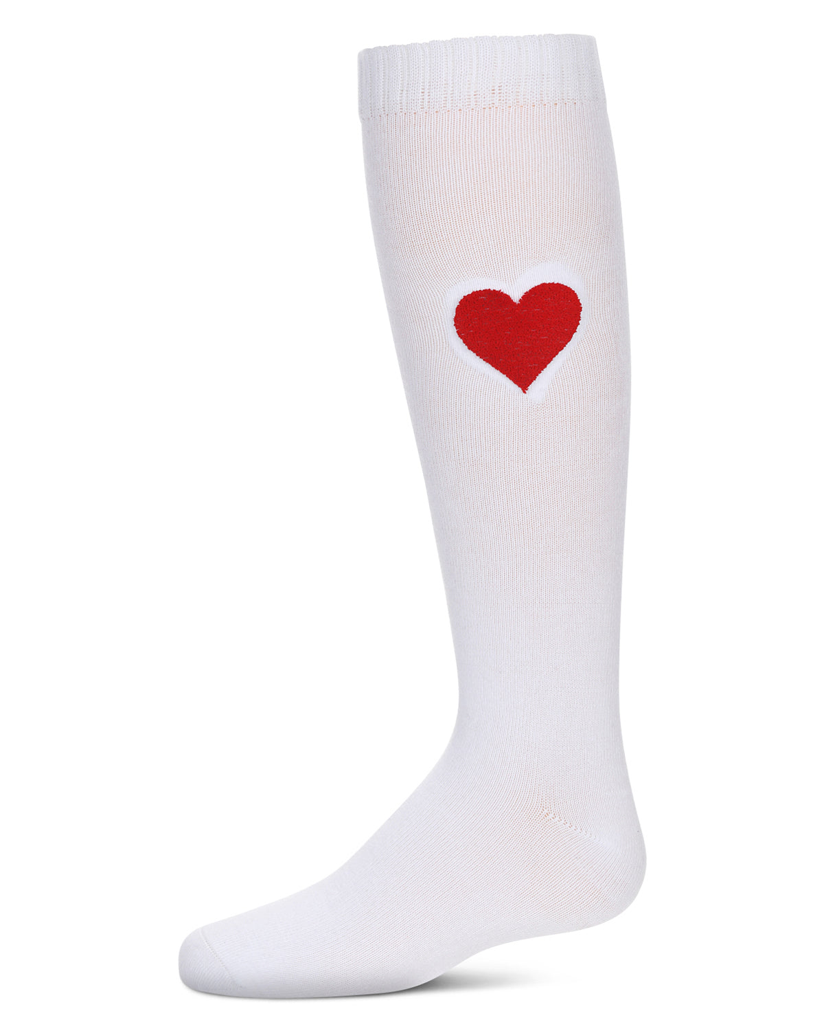 Girls' Fuzzy Heart Knee High Socks : Color: White