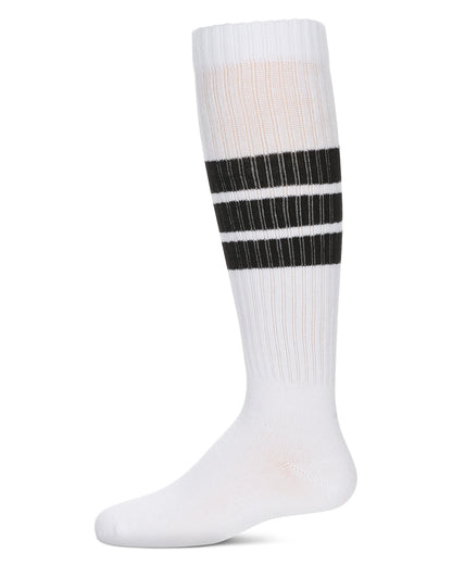 Girls' Triple Stripe Knee High Socks : Color: White-Black