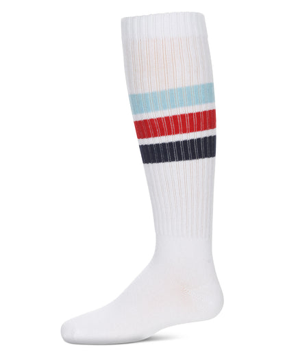 Girls' Triple Stripe Knee High Socks : Color: White Multi