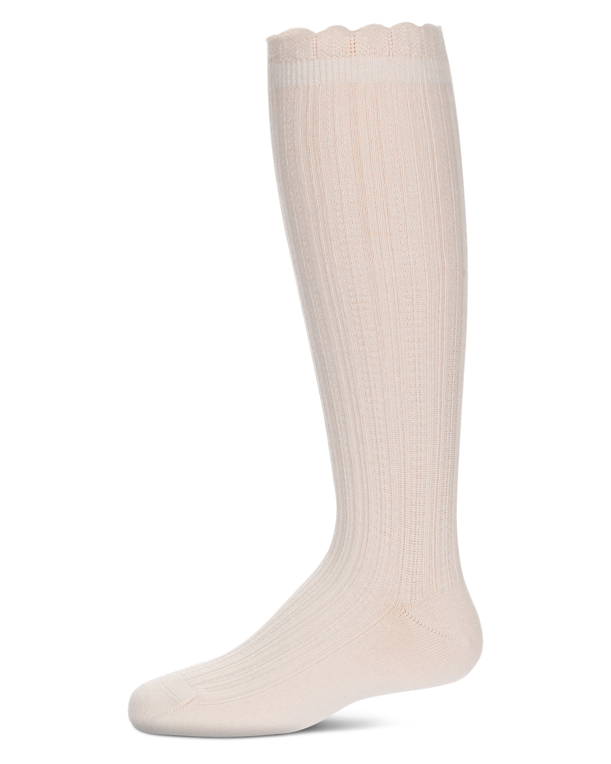 Girls' Crochet Ruffle Design Knee High Socks : Color: Pale Pink