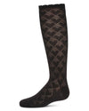 Girls' Open Work Heart Knee High Socks : Color: Black