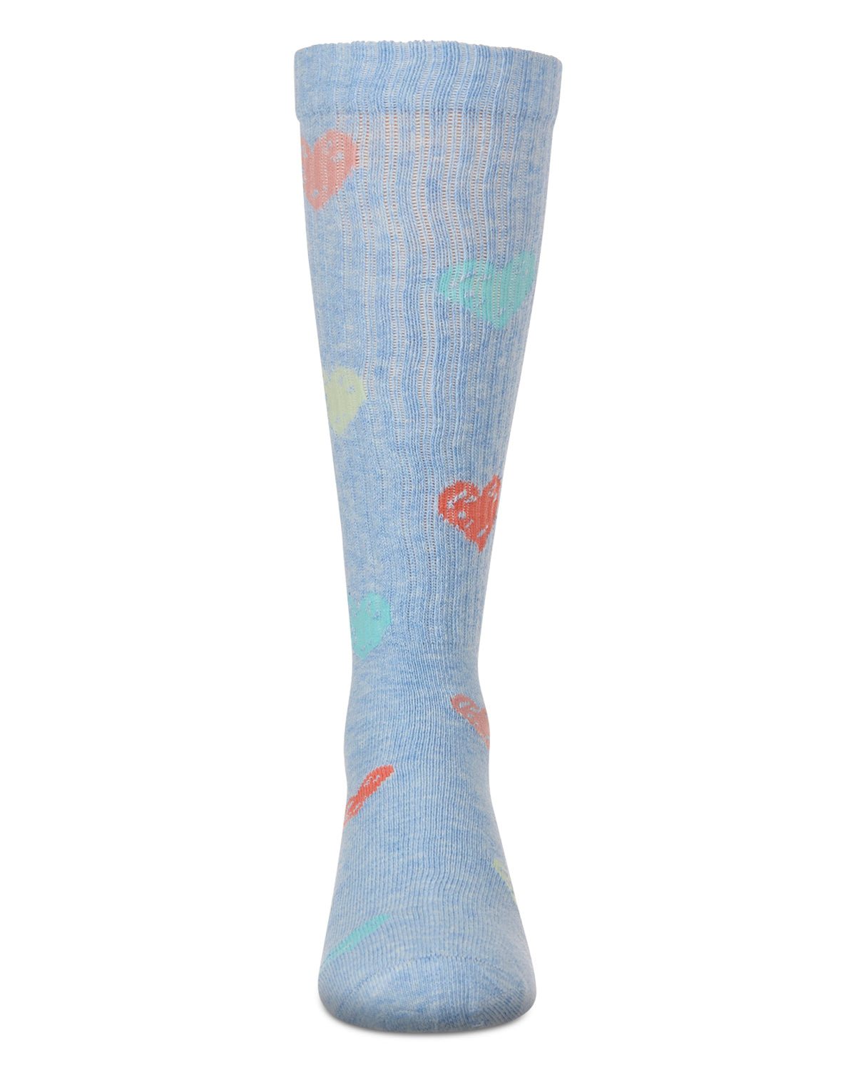 Girls Ribbed Cotton Blend "Multi Graffiti Hearts" Knee Sock : Color: Black
