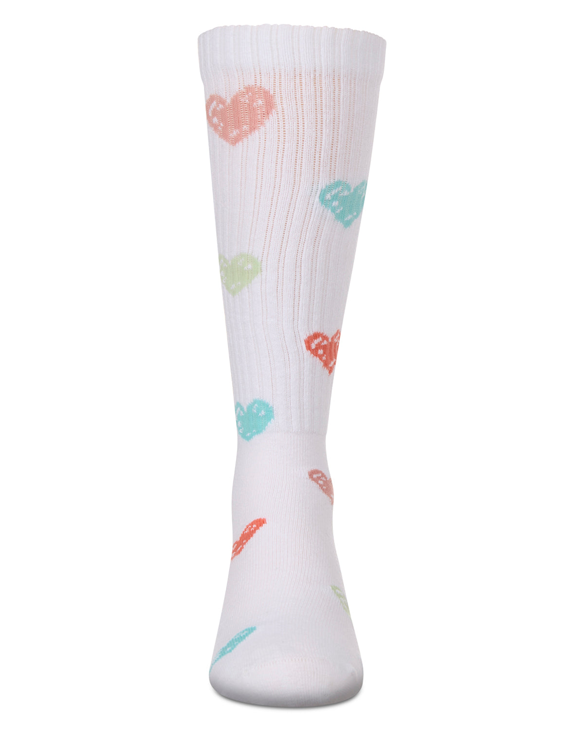 Girls Ribbed Cotton Blend "Multi Graffiti Hearts" Knee Sock : Color: Black
