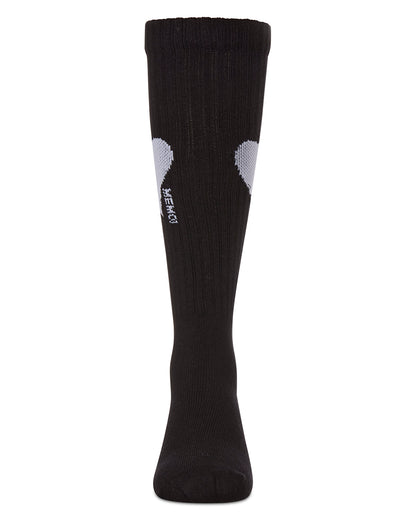 Girls' Single Heart Logo Knee High Socks : Color: Black