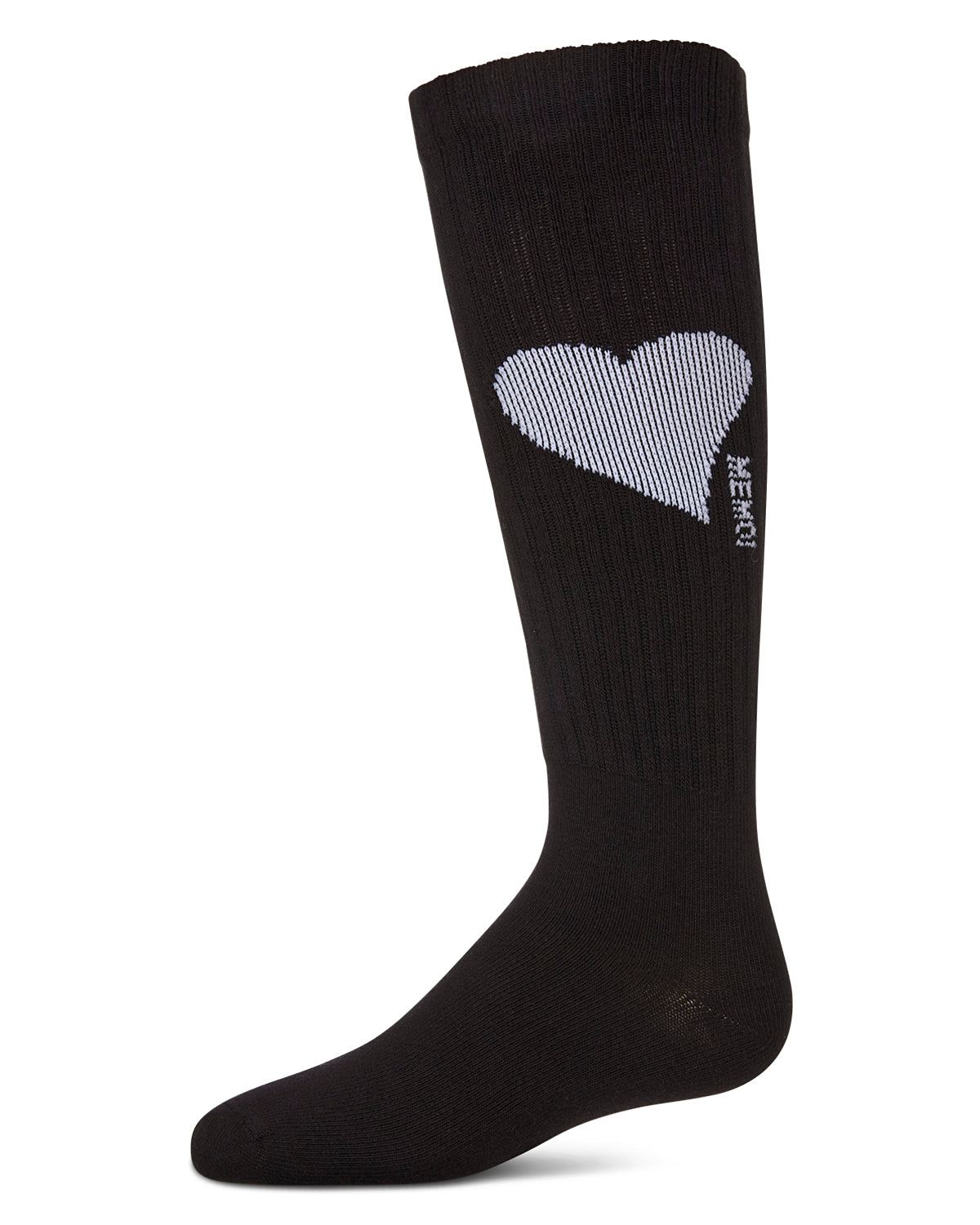 Girls' Single Heart Logo Knee High Socks : Color: Black