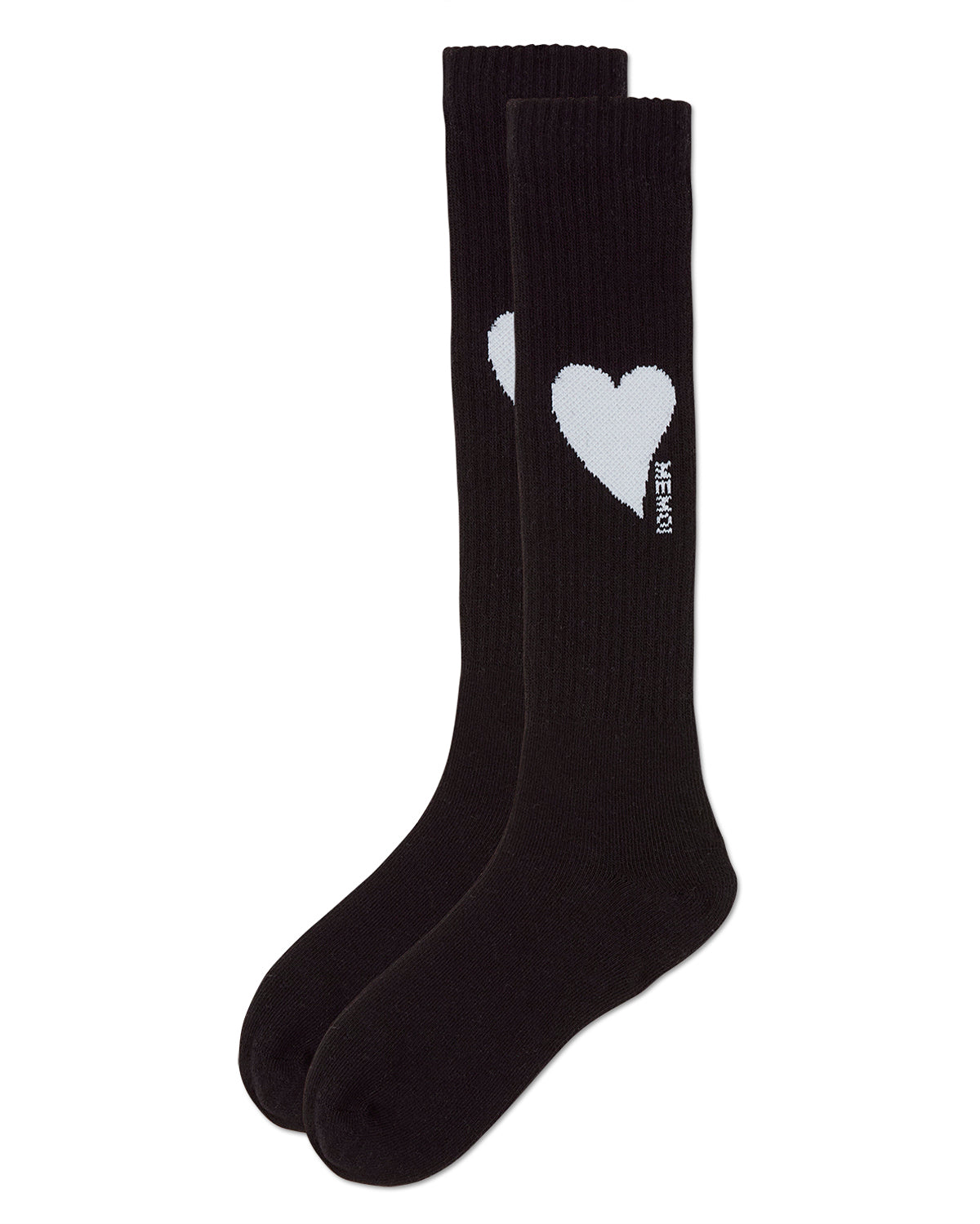 Girls' Single Heart Logo Knee High Socks : Color: Black