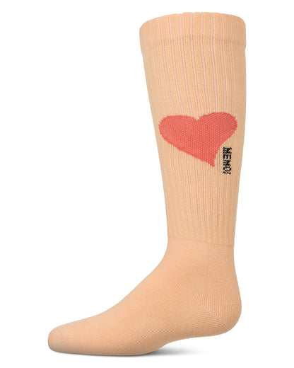 Girls' Single Heart Logo Knee High Socks : Color: Peach