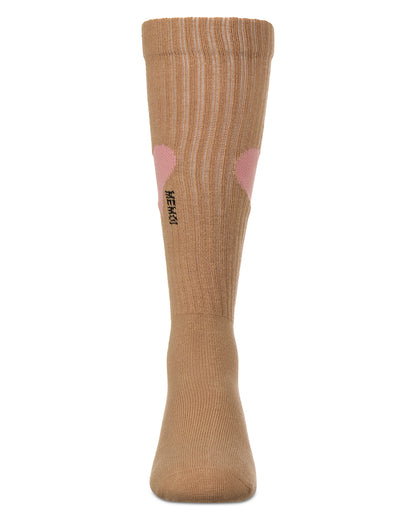 Girls' Single Heart Logo Knee High Socks : Color: Black