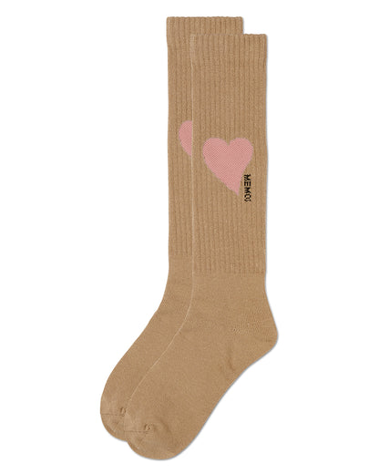 Girls' Single Heart Logo Knee High Socks : Color: Black
