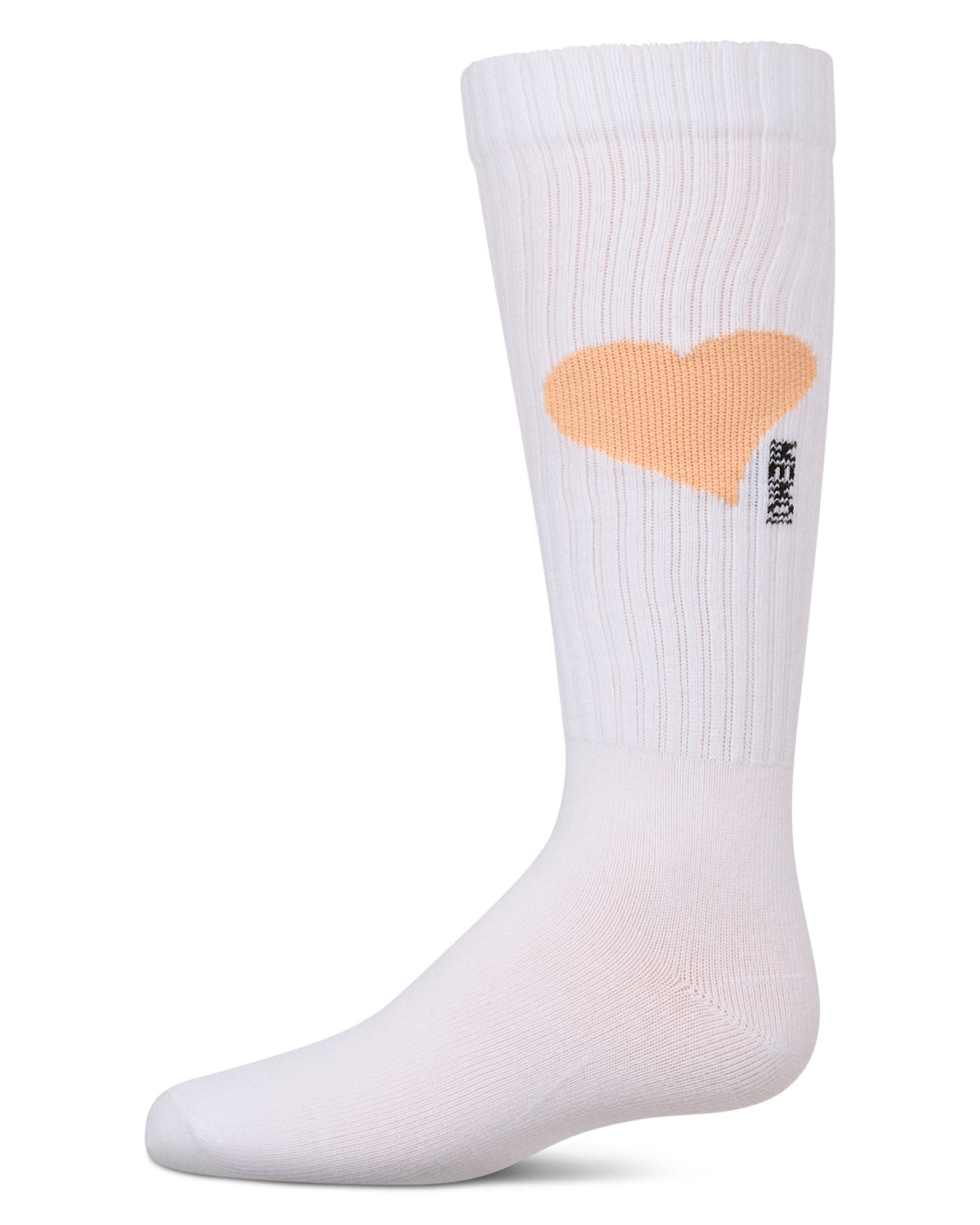 Girls' Single Heart Logo Knee High Socks : Color: White