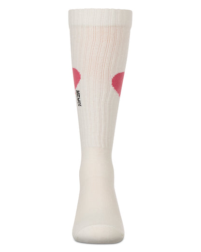 Girls' Single Heart Logo Knee High Socks : Color: Black