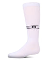 Girls Stretch Cotton Multi Stripe "M Graphic" Knee Sock : Color: White