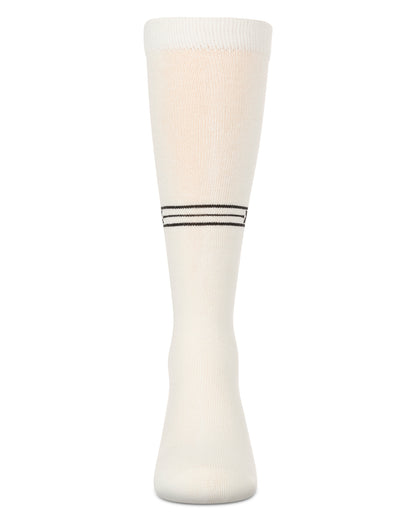 Girls Stretch Cotton Multi Stripe "M Graphic" Knee Sock : Color: Denim