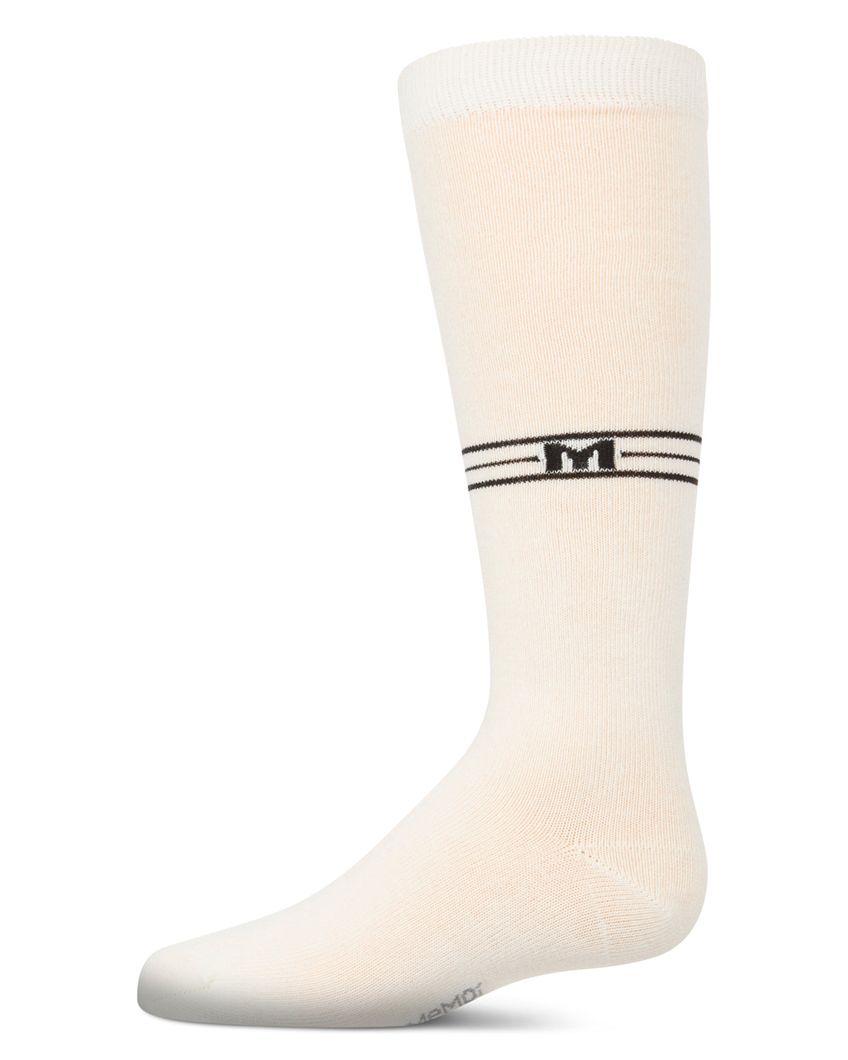 Girls Stretch Cotton Multi Stripe "M Graphic" Knee Sock : Color: Winter White