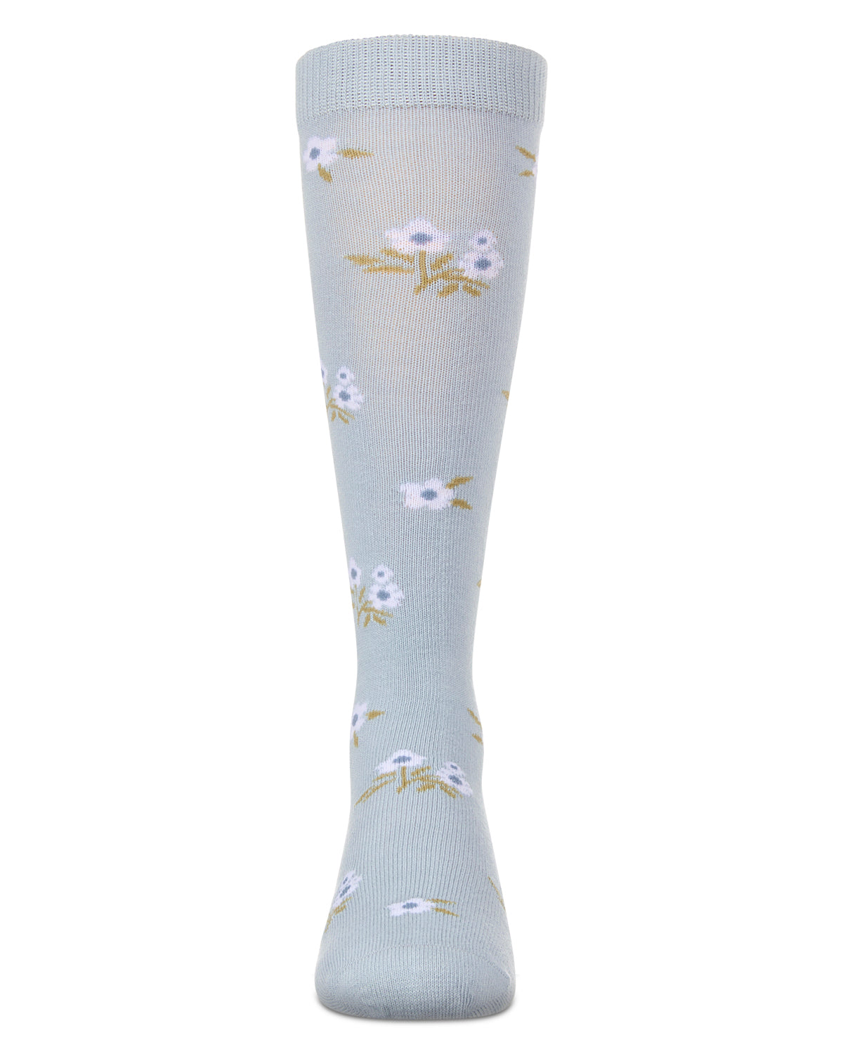 Girls Opaque Stretch Cotton "Blissful Bloom" Knee High Sock : Color: Light Blue