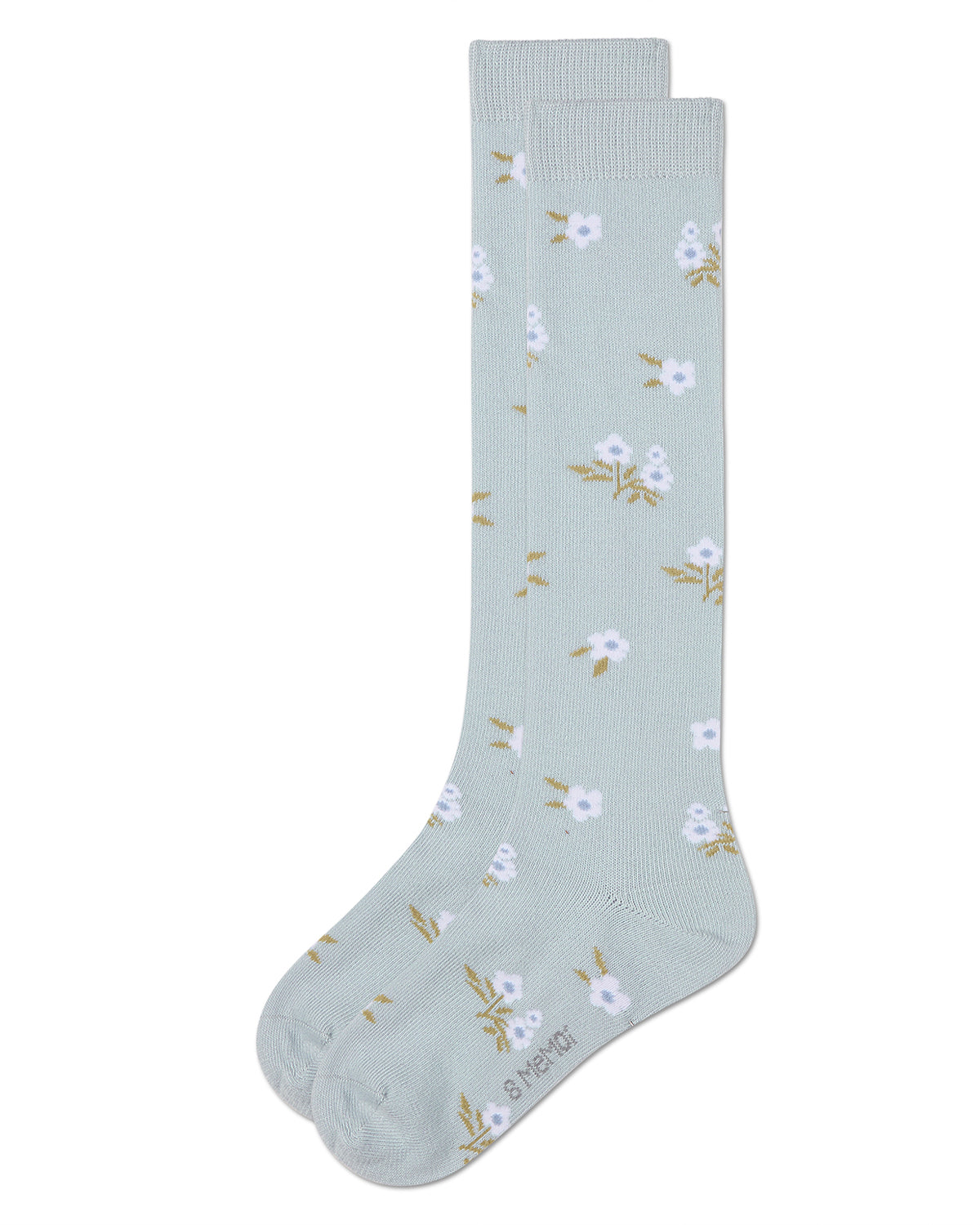 Girls Opaque Stretch Cotton "Blissful Bloom" Knee High Sock : Color: Light Blue