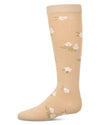 Girls Opaque Stretch Cotton "Blissful Bloom" Knee High Sock : Color: Taupe