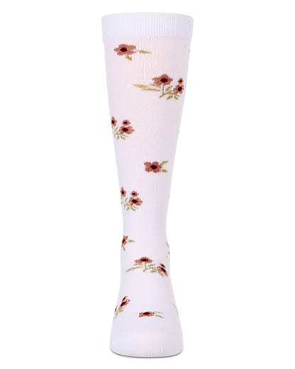 Girls Opaque Stretch Cotton "Blissful Bloom" Knee High Sock : Color: Light Blue