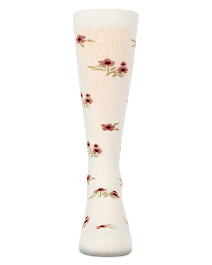 Girls Opaque Stretch Cotton "Blissful Bloom" Knee High Sock : Color: Light Blue