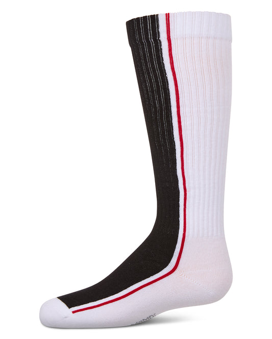 Girls Color Block Stripe Stretch Cotton Knee Sock : Color: Black