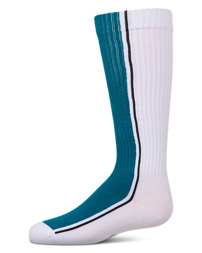 Girls Color Block Stripe Stretch Cotton Knee Sock : Color: Blue