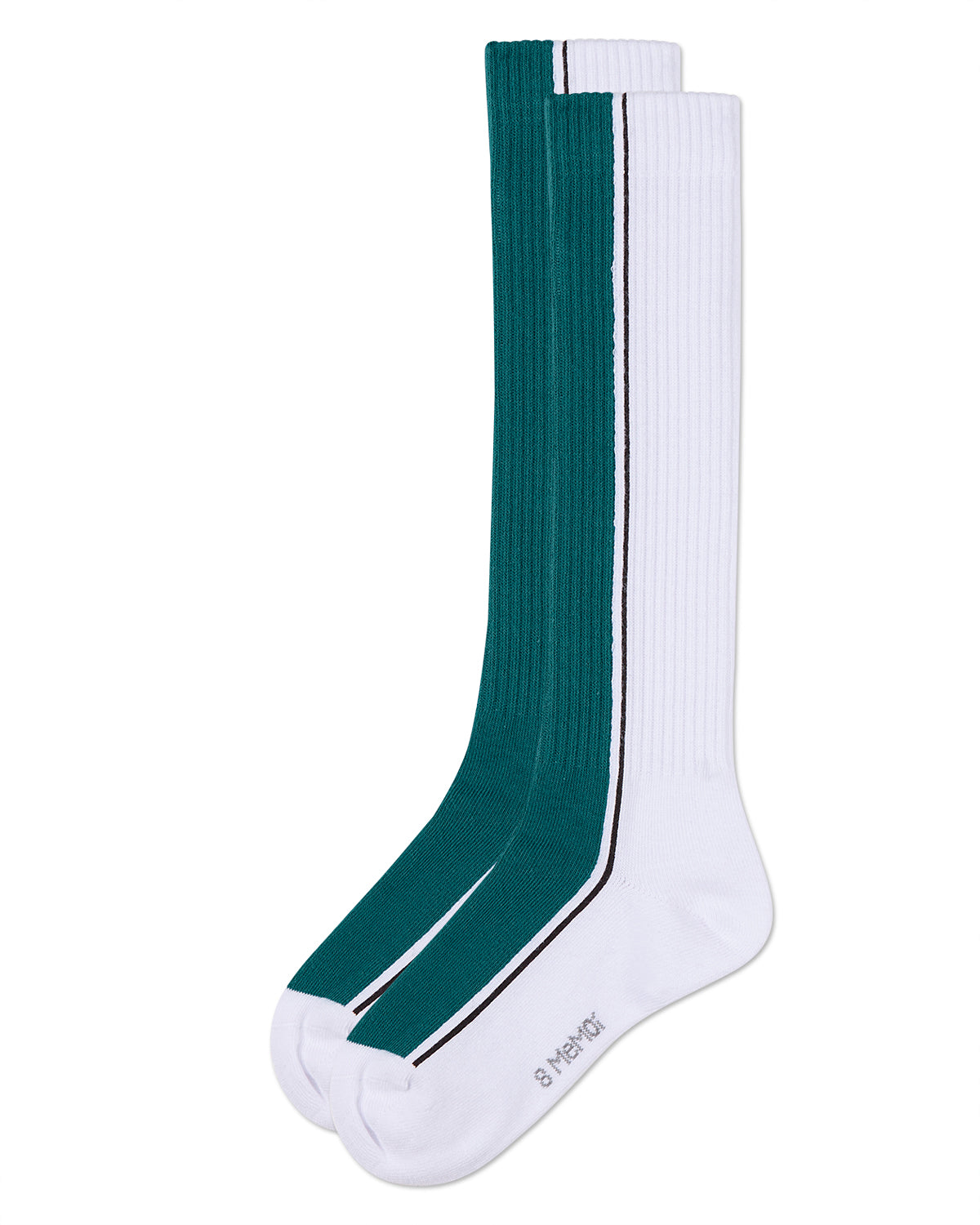 Girls Color Block Stripe Stretch Cotton Knee Sock : Color: Black