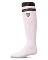 Girls Ribbed Varsity Stripe "Checkered Heart" Cotton Rich Knee Sock : Color: Black